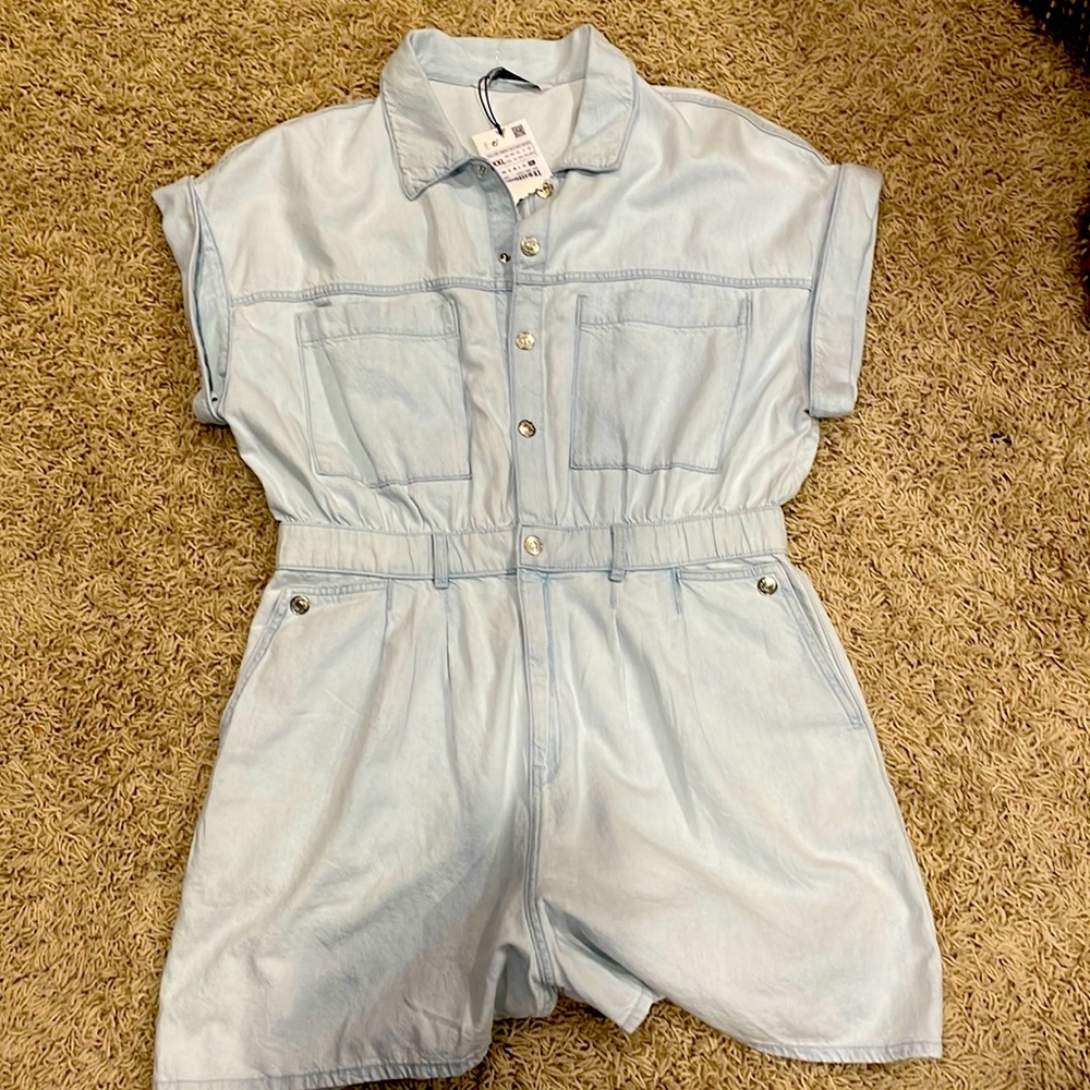 NEW Zara light blue denim romper XXL